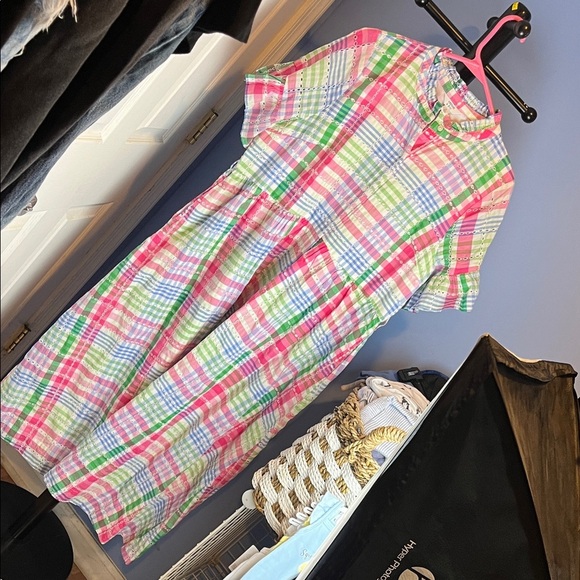 Crown & Ivy Plaid Maxi Dress - Pink, Green, Blue - Picture 1 of 3